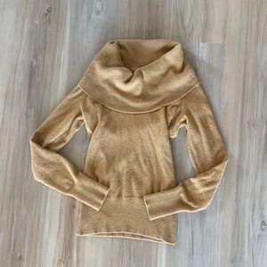 Cache Tan Cowl Neck Sweater